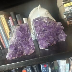 Vintage/antique made in Brazil Amethyst gemstone bookends